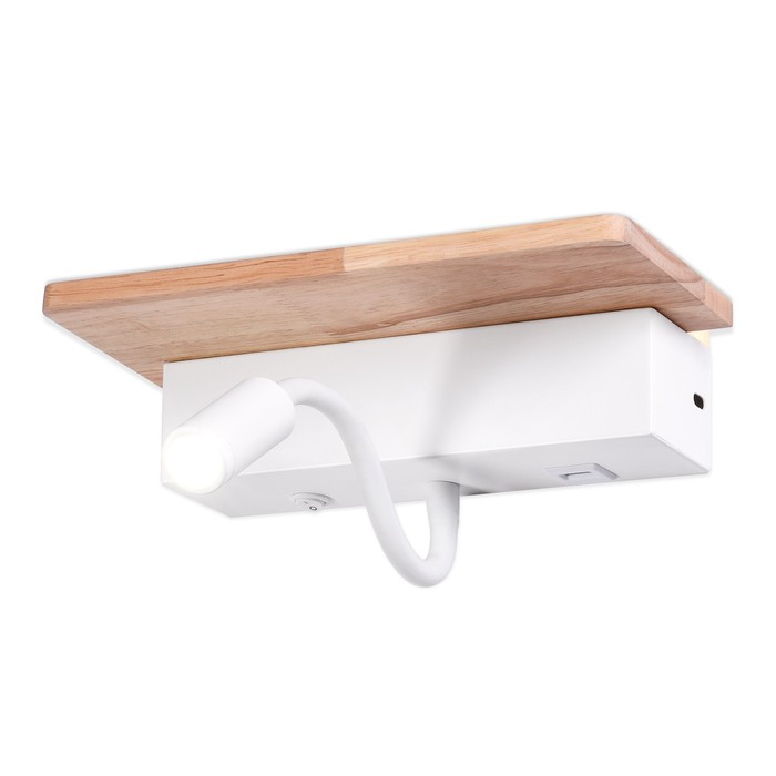 

Светильник светодиодный настенный с выключателем, USB портом и полкой Ambrella light, Wall, FW290, LED, 4 Вт, 375Lum, 4200, 3000К, цвет белый, светлое дерево