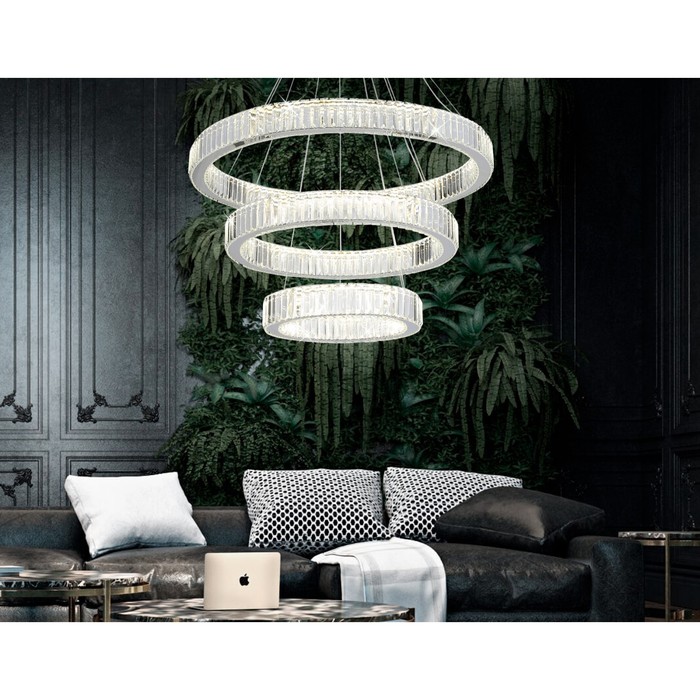 

Люстра светодиодная подвесная с хрусталём Ambrella light, Traditional, TR5003, LED, 168 Вт, 12600Lum, 3000-6400К, цвет хром