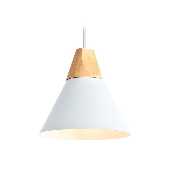 цена Светильник подвесной в стиле лофт Ambrella light, Traditional, TR8195, E27, цвет белый, светлое дерево