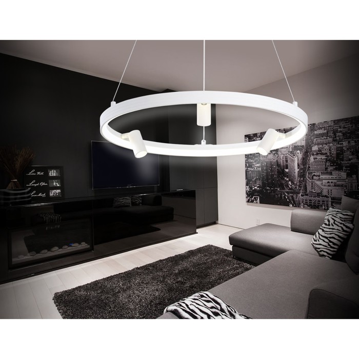 фото Светильник светодиодный подвесной с пультом ambrella light, linetech, fl5281, led, 50 вт, 3750lum, 3000-6400к, цвет белый