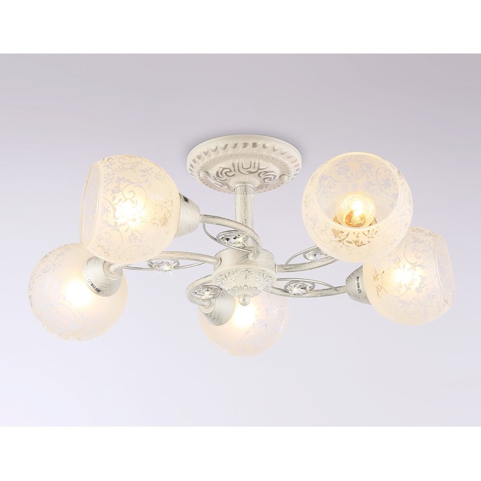 Люстра потолочная Ambrella light, Traditional, TR3062, 5хE27, цвет белый, серебро