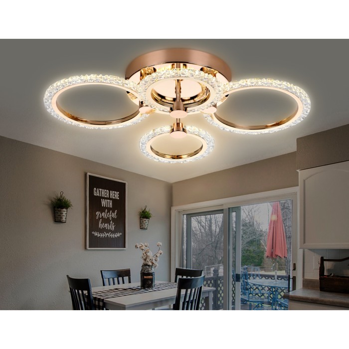 фото Светильник светодиодный потолочный с пультом ambrella light, original, fa416, 4хled, 60 вт, 4500lum, 3000-6400к, цвет золото, прозрачный