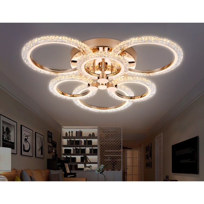 фото Светильник светодиодный потолочный с пультом ambrella light, original, fa418, 6хled, 90 вт, 6750lum, 3000-6400к, цвет золото