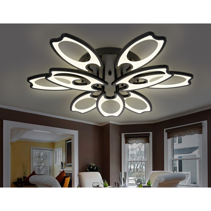 фото Светильник светодиодный потолочный с пультом ambrella light, original, fa581, 9хled, 162 вт, 12150lum, 3000-6400к, цвет чёрный, прозрачный