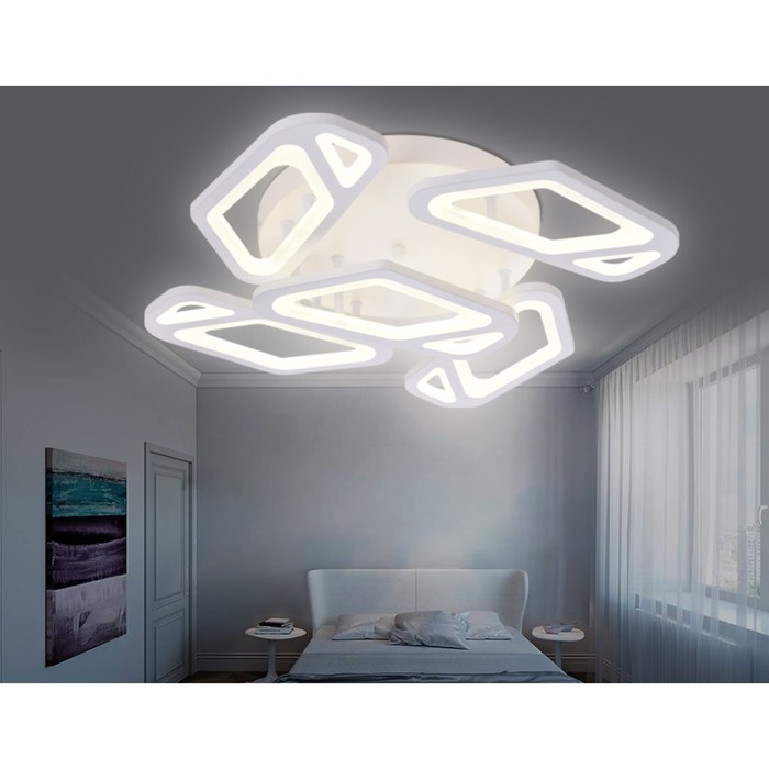 фото Светильник светодиодный потолочный с пультом ambrella light, original, fa587, 5хled, 113 вт, 8475lum, 3000-6400к, цвет белый, матовый