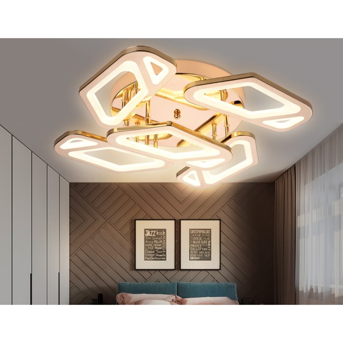 

Потолочный светодиодный светильник с пультом FA589, 113Вт, 590х590х120 мм, ПДУ радио 2.4G, цвет золото, матовый