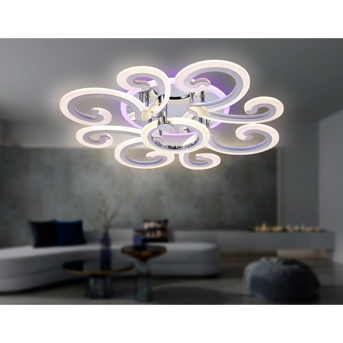 фото Светильник светодиодный потолочный с пультом ambrella light, original, fa5146, 9хled, 112 вт, 8400lum, 3000-6400к, цвет хром