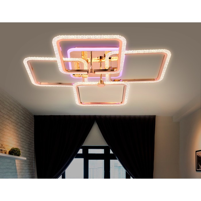 фото Светильник светодиодный потолочный с пультом ambrella light, original, fa538, 4хled, 148 вт, 11100lum, 3000-6400к, цвет золото