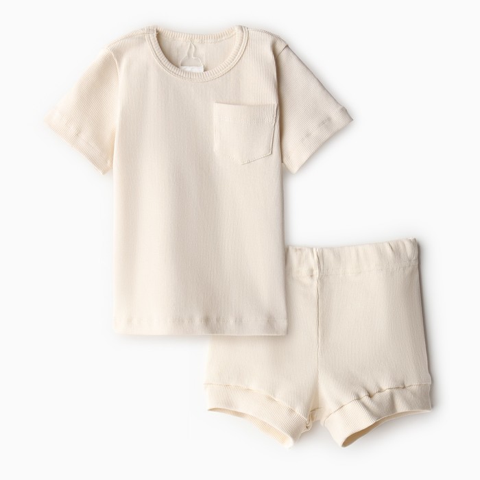 Комплект детский (футболка и шорты) MINAKU, цвет молочный, рост 80-86 см комплект детский футболка и шорты minaku цвет молочный рост 80 86 см