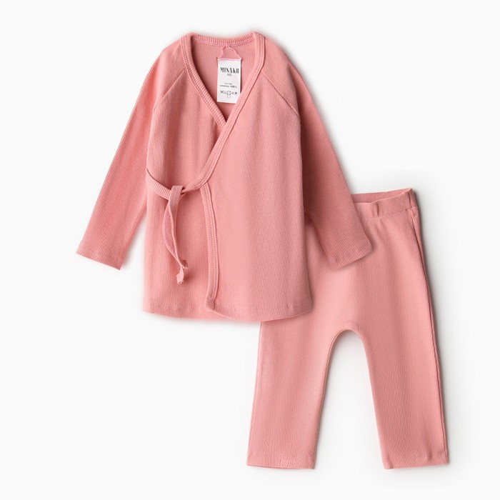 комплект детский кофта и штаны minaku цвет пыльно розовый рост 104 см Комплект детский (кофта и штаны) MINAKU, цвет пыльно-розовый, рост 80-86 см