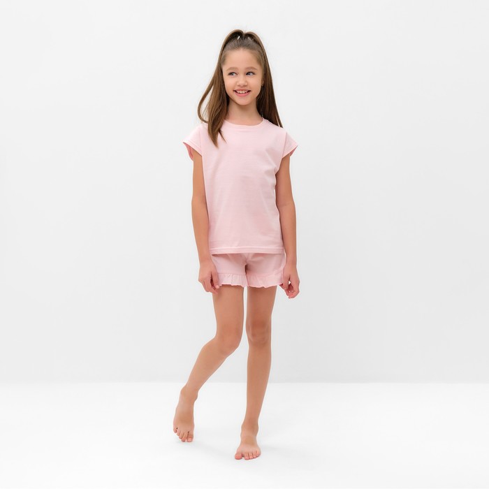 Пижама для девочки (футболка и шорты) MINAKU, цвет розовый, рост 116 см