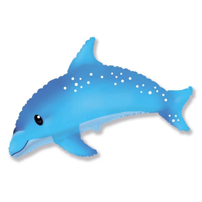 Шар фольгированный 15 мини-фигура Дельфин, синий шар фольгированный 14 дельфин цвет розовый