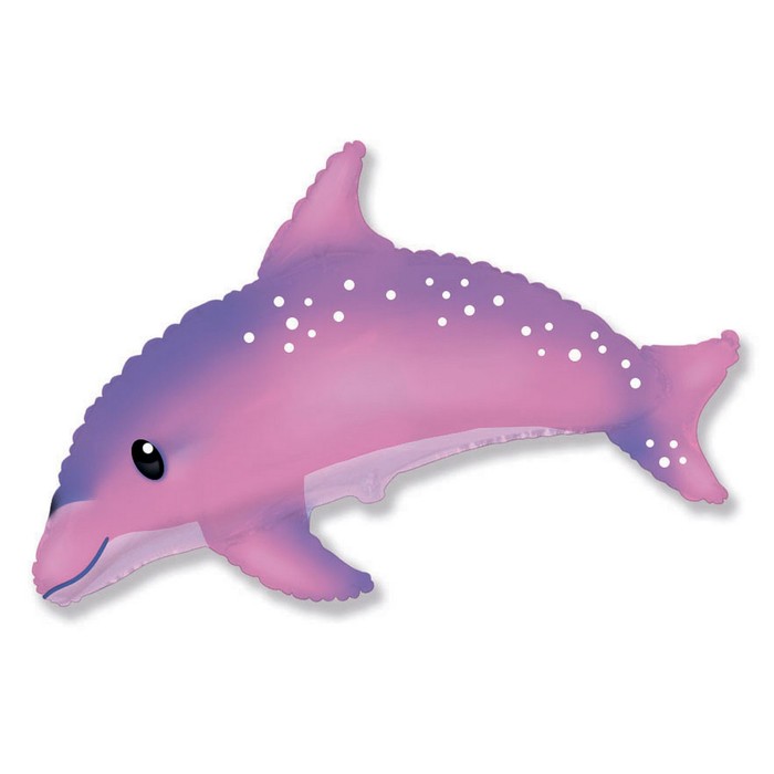 Шар фольгированный 15 мини-фигура Дельфин, розовый шар фольгированный 15 мини фигура дельфин синий