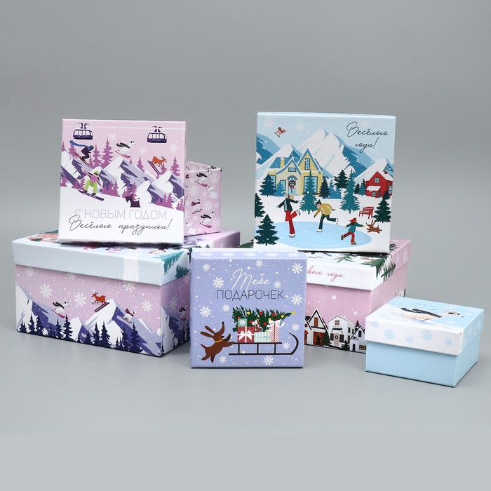 набор подарочных коробок 6 в 1 нежность 10 × 10 × 6 20 × 20 × 11 см Набор подарочных коробк 6 в 1 «С Новым годом», 10 × 10 × 6 – 20 × 20 × 11 см