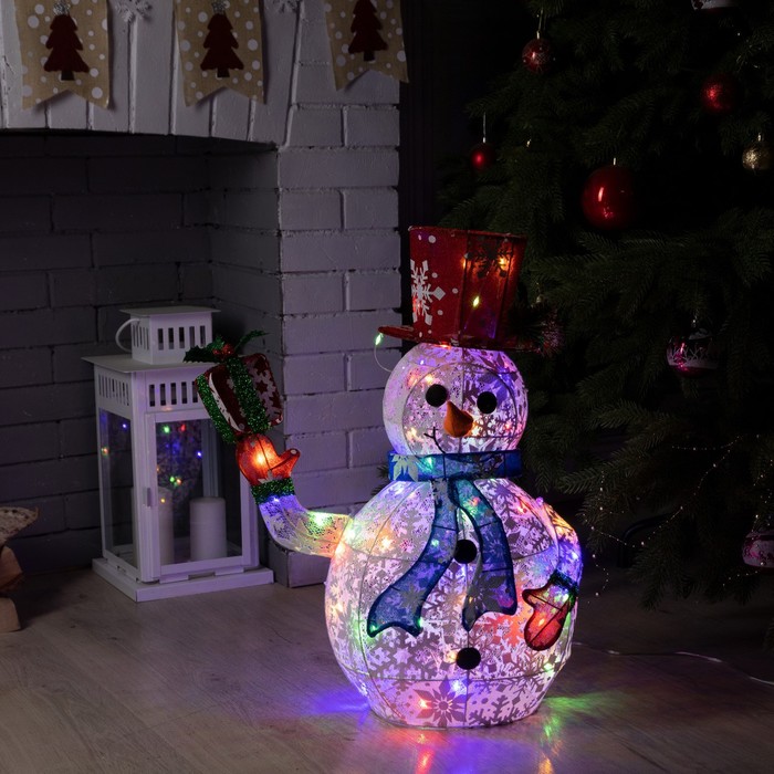 Светодиодная фигура «Снеговик» 33 × 65 × 27 см, металл, текстиль, 220 В, свечение мульти светодиодная фигура цветные конусы 40 50 60 см текстиль металл 220 в свечение мульти