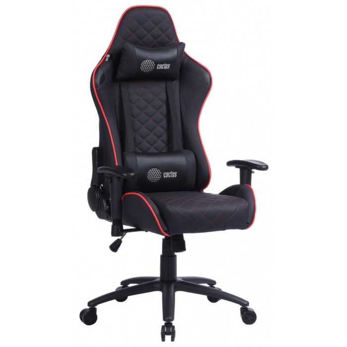 Кресло игровое Cactus CS-CHR-030BLR, до 120 кг, экокожа, черно-красное кресло cactus cs chr 0099blr игровое черный красный эко кожа металл