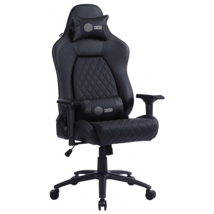 

Кресло игровое Cactus CS-CHR-130, до 120 кг, экокожа, черное