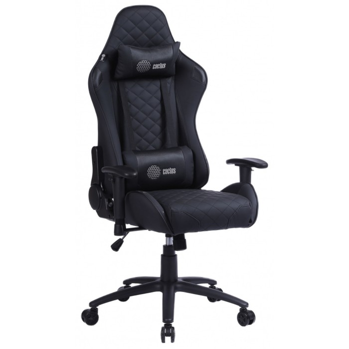 Кресло игровое Cactus CS-CHR-030BL, до 120 кг, экокожа, черное кресло игровое defender azgard до 160 кг экокожа черное