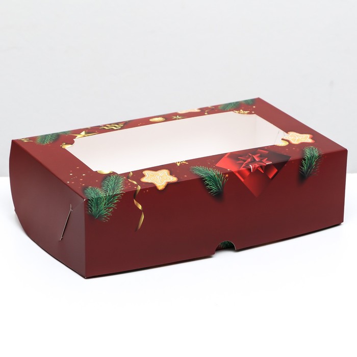 Коробка складная с окном С Новым Годом!, 25 х 15 х 7 см коробка складная с окном ёлка с подарками 25 х 15 х 7 см