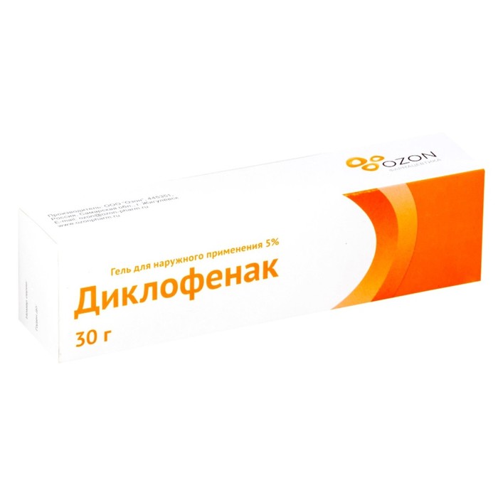 

Диклофенак гель д/наруж. прим. 5% туба 30г Озон