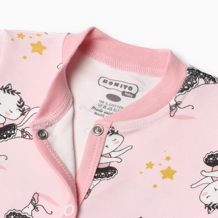 фото Комбинезон детский, цвет розовый/котята, рост 68 см bonito