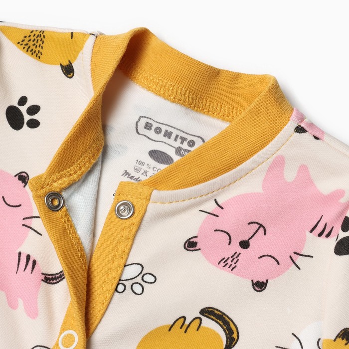 фото Комбинезон детский, цвет кремовый/котята, рост 80 см bonito