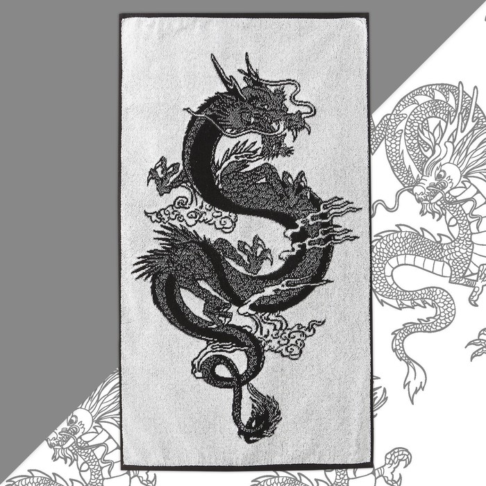 Полотенце махровое Этель Китайский дракон, 70х130 см, 100% хлопок, 420гр/м2