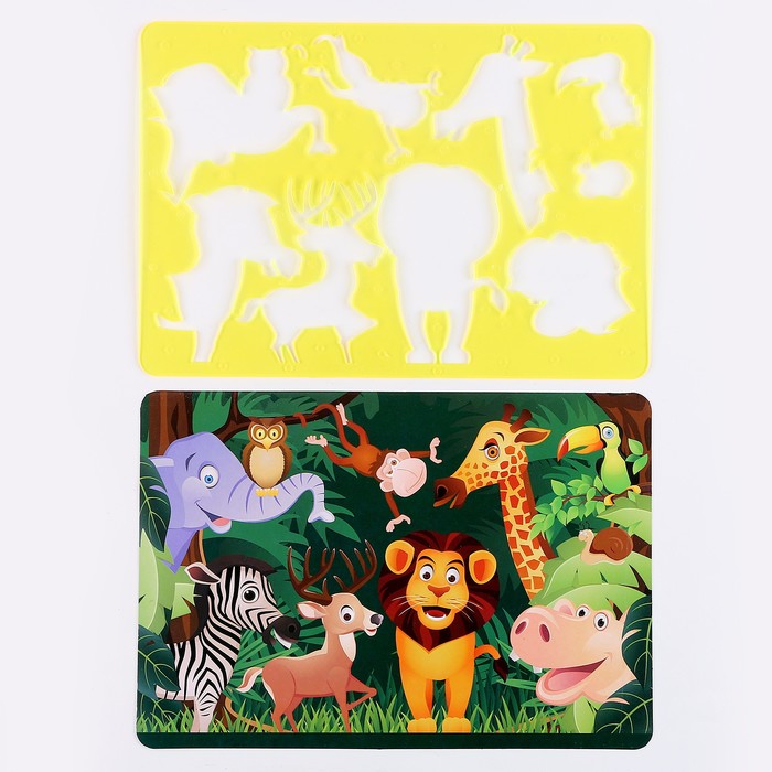 цена Трафарет для малышей «Животные Африки» с раскраской