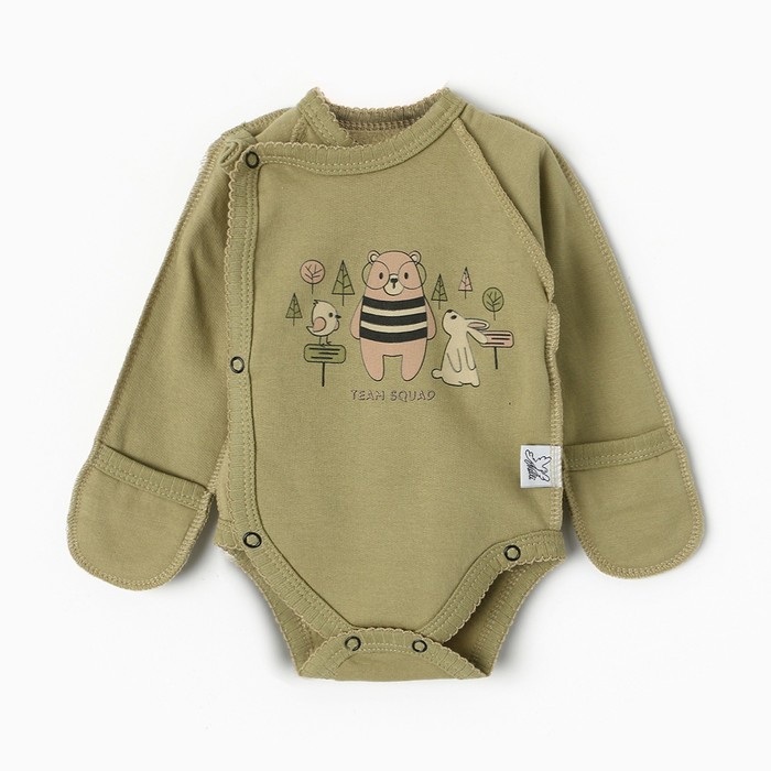 Боди детский, НАЧЁС, цвет хаки, рост 62 см
