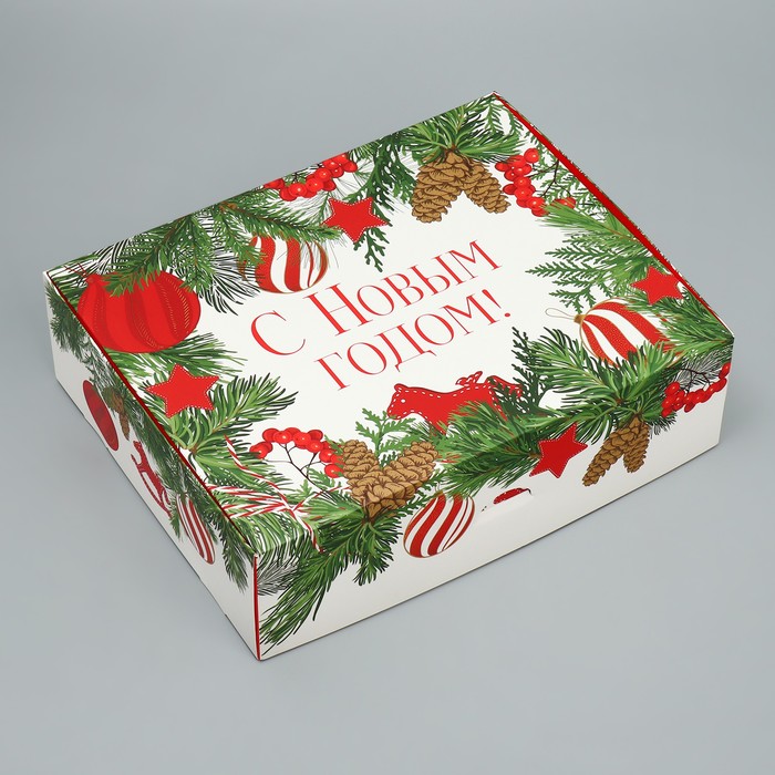 коробка складная лавандовая 31 х 24 5 х 9 см дарите счастье Коробка складная «Новогодние игрушки», 31 х 24.5 х 9 см