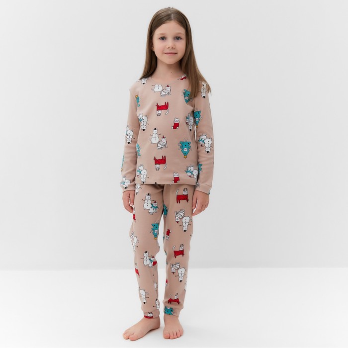 Пижама для девочки, цвет бежевый, рост 98-104 см