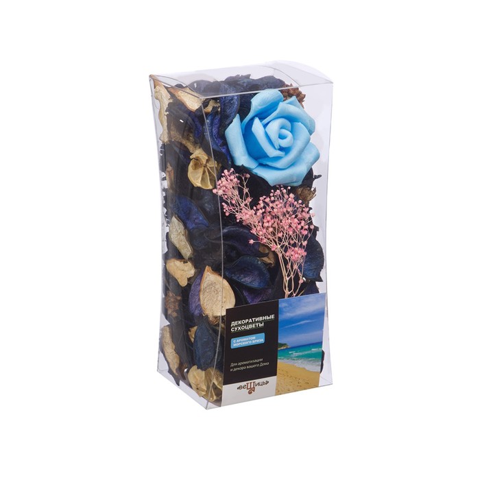 Набор сухоцветов из натуральных материалов с ароматом морского бриза «Вещицы», короб 8×8×17,5 см декорирование вещицы набор сухоцветов с ароматом морского бриза 13х13 см