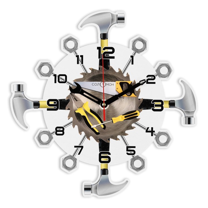 Часы настенные Инструмент, плавный ход, 33 х 33 см