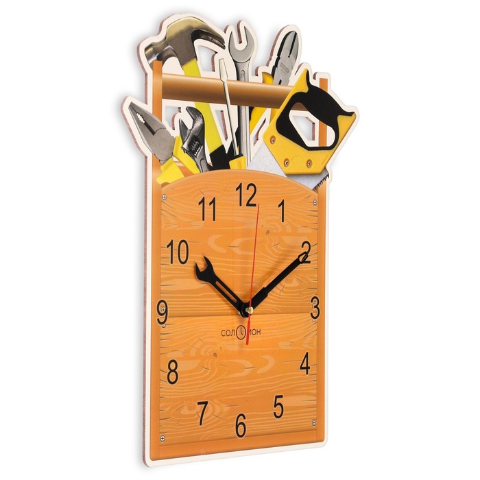 фото Часы настенные "ящик инструментов", плавный ход, 31.5 х 38 см соломон