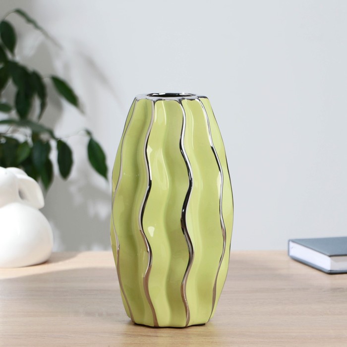Ваза керамика настольная Ивори d-5 см 24х12 см, зелёный ваза керамика настольная аббей d 10см h 17 5 см зелёный