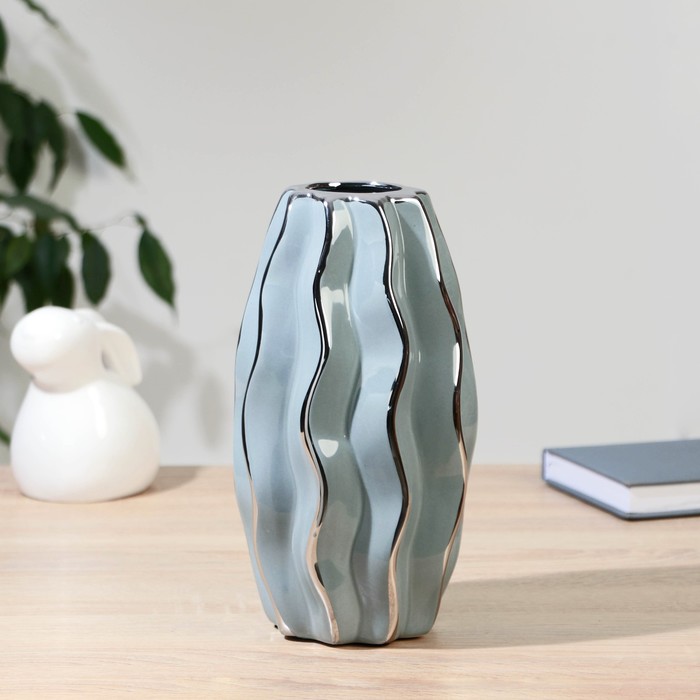 Ваза керамика настольная Ивори d-5 см 24х12 см, голубой ваза керамика агнес d 5 5 см 13х26 5 см серый