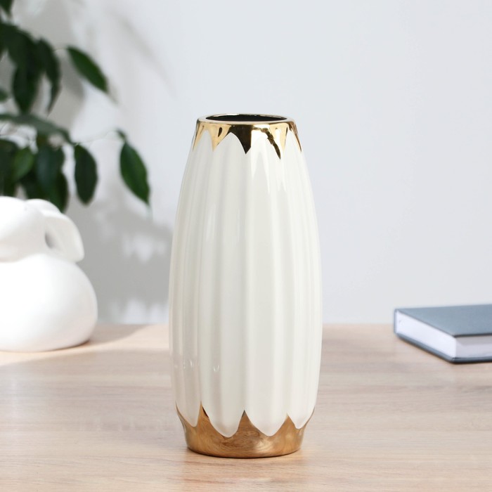Ваза керамика настольная Лаладж d-6,5 см, 23х9 см, белый ваза керамика настольная лаладж d 6 5 см 23х9 см зелёный