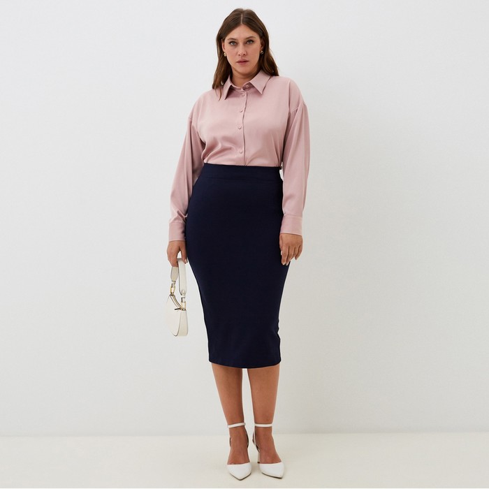 фото Рубашка шелковая mist plus-size, р. 52, пыльная роза
