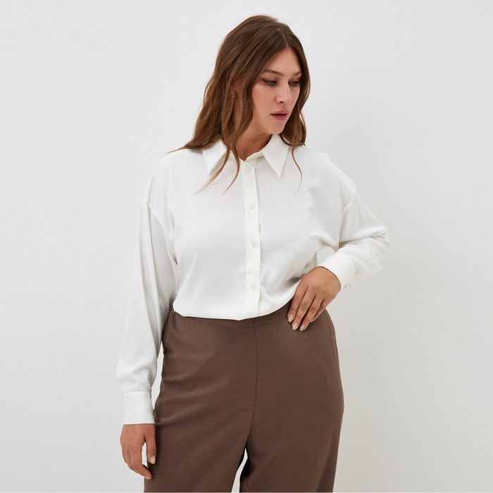 

Рубашка шелковая MIST plus-size, р. 54, молочный