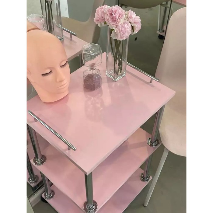 Тележка косметологическая, размер 65x45x35 см, цвет розовый