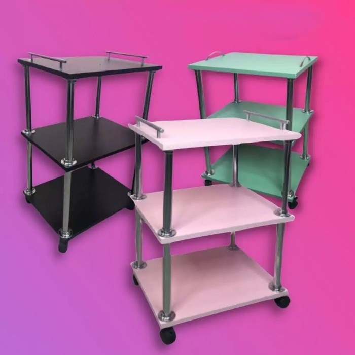 Тележка косметологическая, размер 65x45x35 см, цвет чёрный