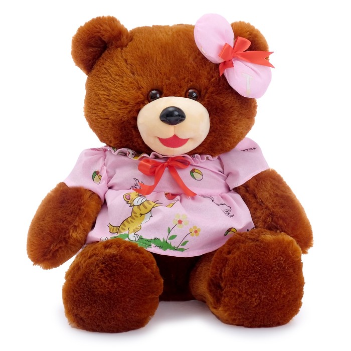 Мягкая игрушка "Медведь в платье сидит", МИКС