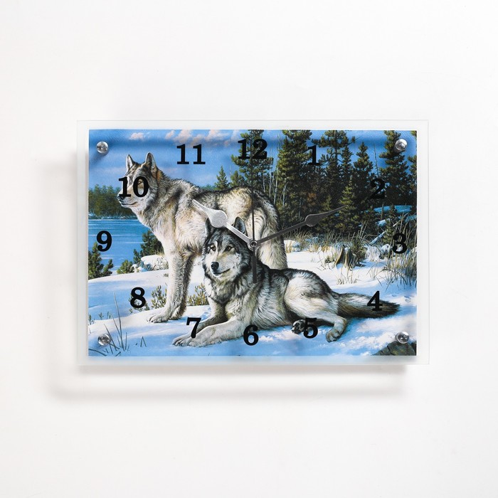 Часы настенные, серия: Животный мир, Волки в Зимнем Лесу, 25х35 см часы настенные серия животный мир белые львы 25х35 см
