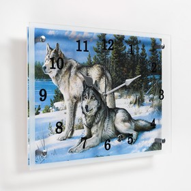 Часы настенные, серия: Животный мир, "Волки в Зимнем Лесу", 25х35 см, микс от Сима-ленд
