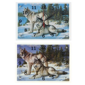 Часы настенные, серия: Животный мир, "Волки в Зимнем Лесу", 25х35 см, микс от Сима-ленд