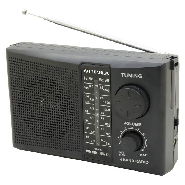 Радиоприемник портативный Supra ST-10 черный радиоприемник supra st 14 черный