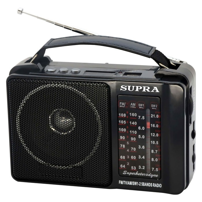 цена Радиоприемник портативный Supra ST-18U черный USB SD