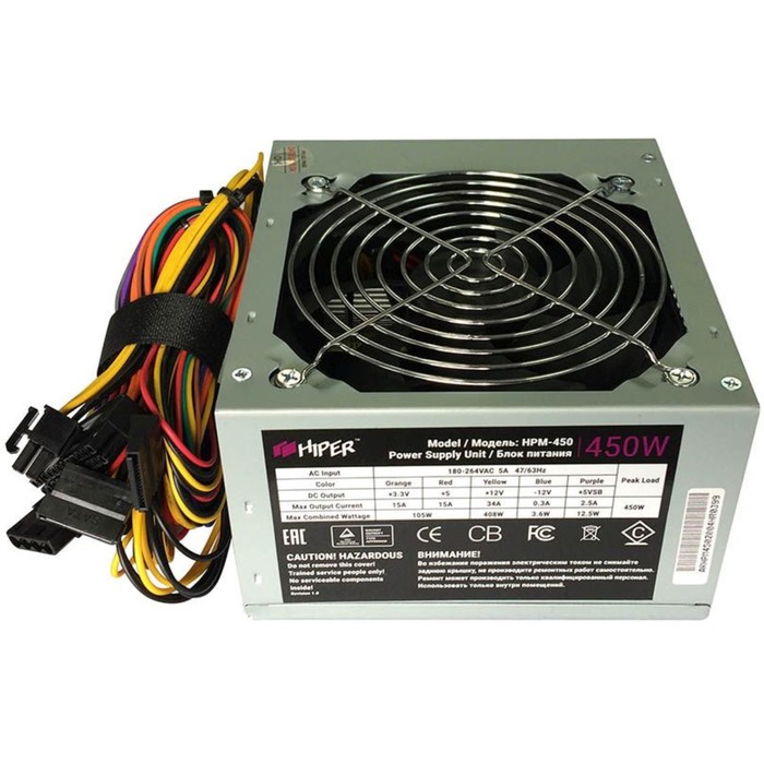 

Блок питания Hiper ATX 450W HPM-450 (24+4+4pin) PPFC 120mm fan 3xSATA