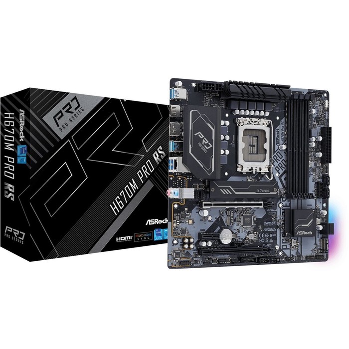 фото Материнская плата asrock h670m pro rs soc-1700 intel h670 4xddr4 matx ac`97 8ch(7.1) gblan r 10044