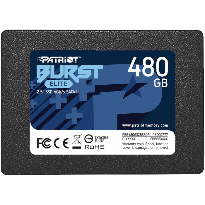 Накопитель SSD Patriot SATA III 480GB PBE480GS25SSDR Burst Elite 2.5 накопитель ssd intel original sata iii 480gb ssdsc2kb480gz01 99a0ad